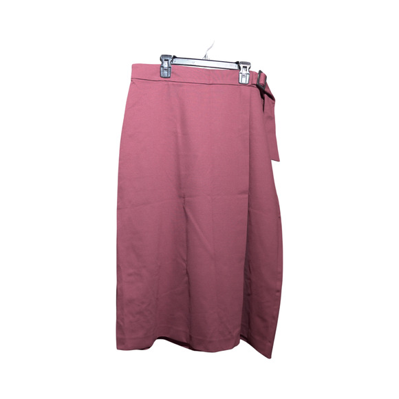 Ann Taylor A-Line Wrap Skirt w/ Tie Belt Midi Size 12 Rust Brown Rayon Blend EUC - Picture 13 of 15